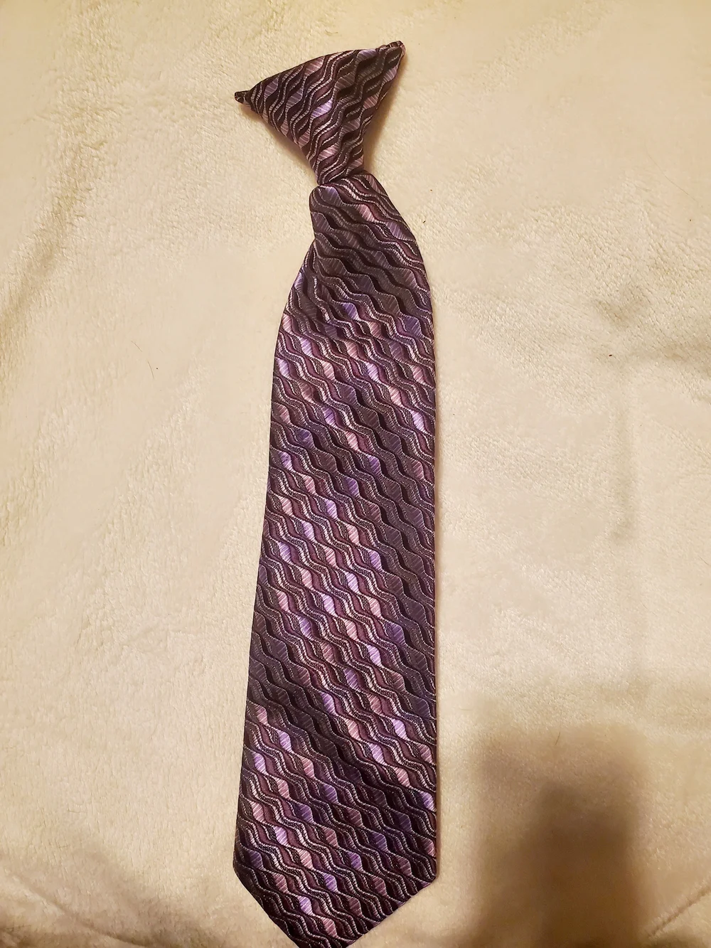 Boy's Purple Patterned Silk Tie
